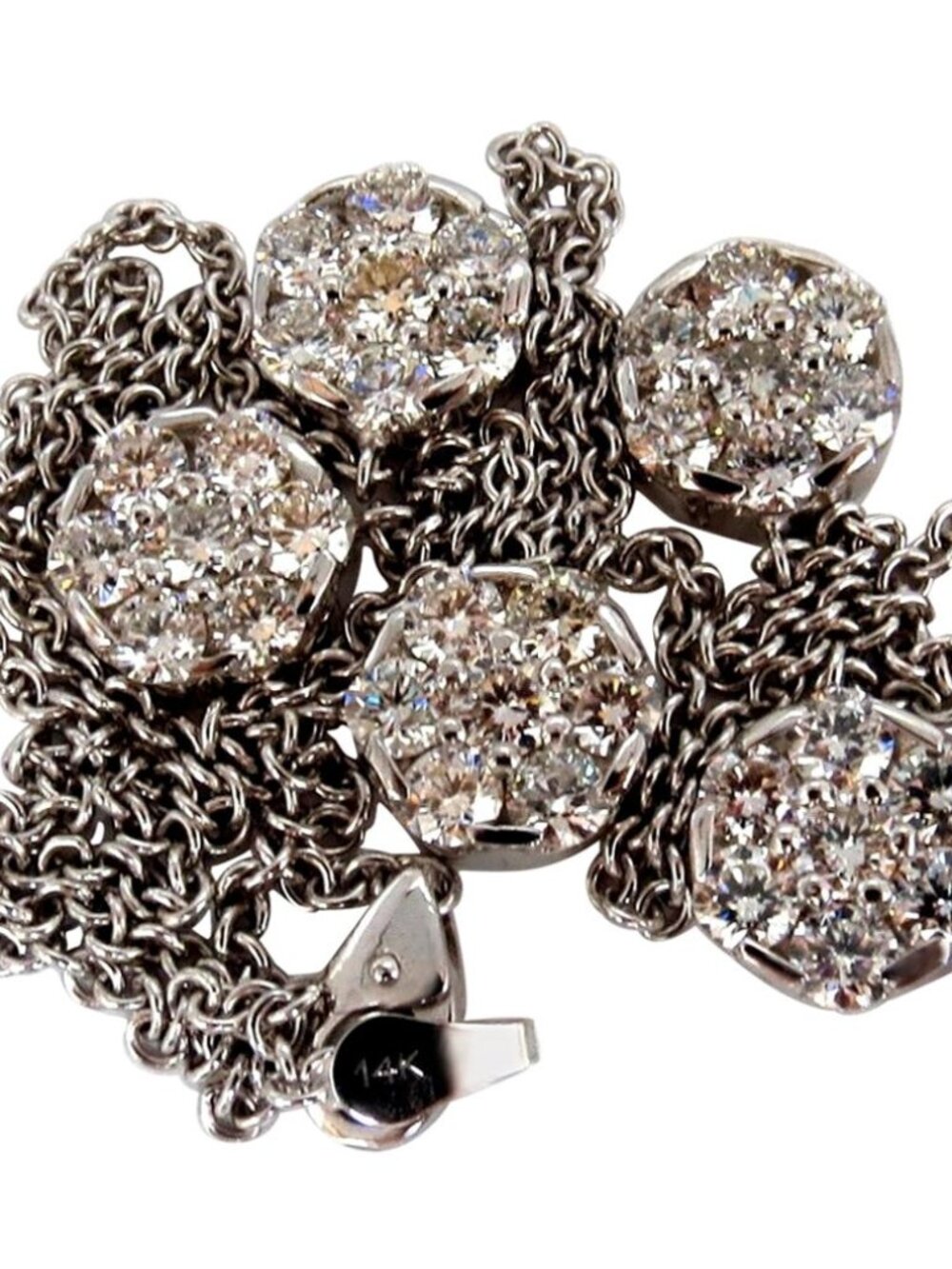 6.50ct natural diamonds (5) cluster yard necklace 14kt floretta 18 inch*